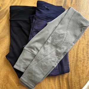 Lululemon sz. 6 bundle of 2 crop leggings and 1 regular length.